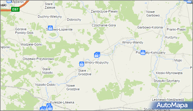 mapa Wnory-Kużele, Wnory-Kużele na mapie Targeo