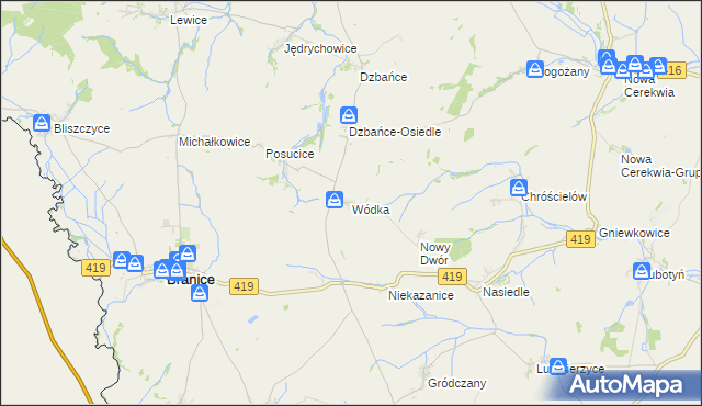 mapa Wódka gmina Branice, Wódka gmina Branice na mapie Targeo