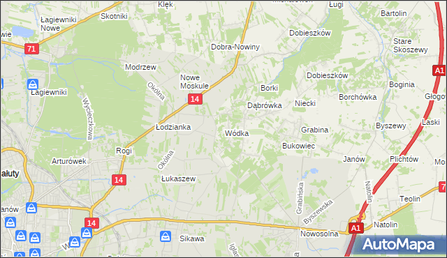 mapa Wódka gmina Nowosolna, Wódka gmina Nowosolna na mapie Targeo
