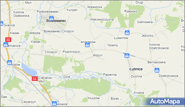 mapa Wójcin gmina Łubnice, Wójcin gmina Łubnice na mapie Targeo