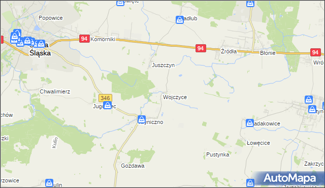 mapa Wojczyce, Wojczyce na mapie Targeo