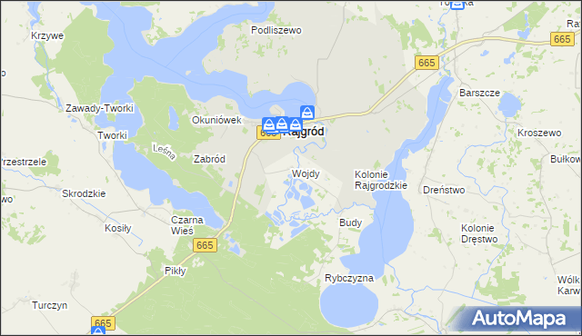 mapa Wojdy, Wojdy na mapie Targeo