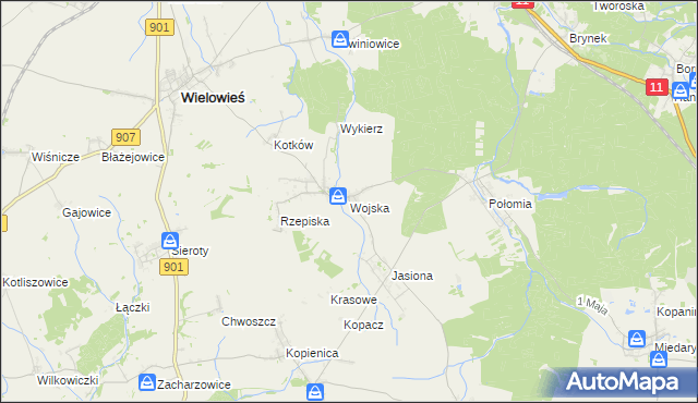 mapa Wojska, Wojska na mapie Targeo