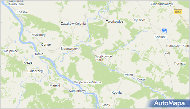 mapa Wojtkowice Stare, Wojtkowice Stare na mapie Targeo
