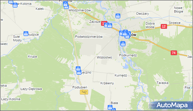 mapa Wójtostwo gmina Sulejów, Wójtostwo gmina Sulejów na mapie Targeo