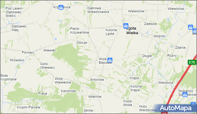 mapa Wola Blakowa, Wola Blakowa na mapie Targeo