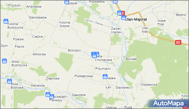 mapa Wola Chomejowa, Wola Chomejowa na mapie Targeo