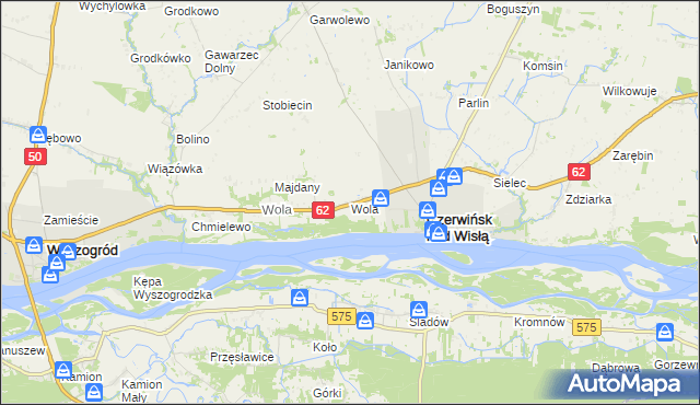 mapa Wola gmina Czerwińsk nad Wisłą, Wola gmina Czerwińsk nad Wisłą na mapie Targeo