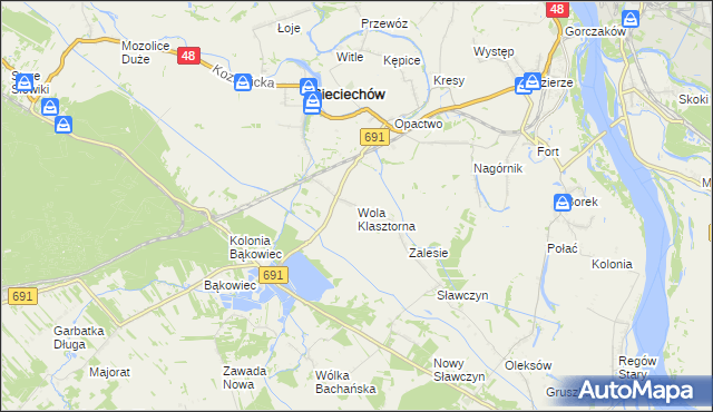 mapa Wola Klasztorna, Wola Klasztorna na mapie Targeo