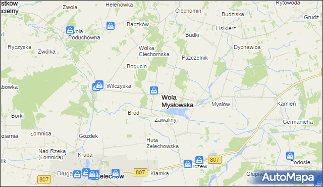 mapa Wola Mysłowska, Wola Mysłowska na mapie Targeo