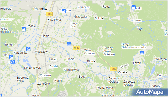 mapa Wola Ociecka, Wola Ociecka na mapie Targeo
