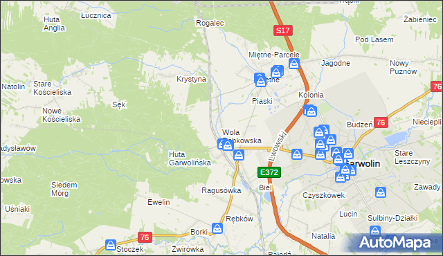 mapa Wola Rębkowska, Wola Rębkowska na mapie Targeo