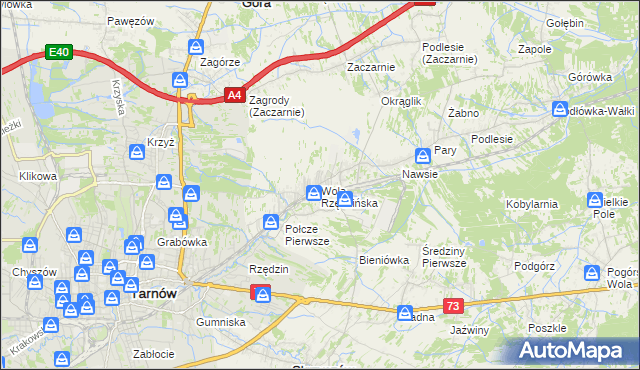 mapa Wola Rzędzińska, Wola Rzędzińska na mapie Targeo