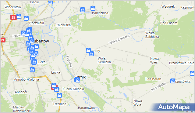 mapa Wola Sernicka, Wola Sernicka na mapie Targeo