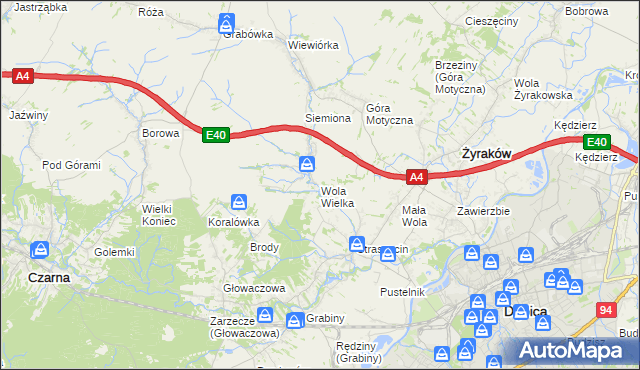 mapa Wola Wielka gmina Żyraków, Wola Wielka gmina Żyraków na mapie Targeo