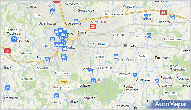 mapa Wolica gmina Jasło, Wolica gmina Jasło na mapie Targeo