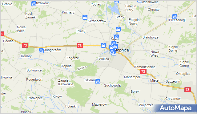 mapa Wolica gmina Stopnica, Wolica gmina Stopnica na mapie Targeo