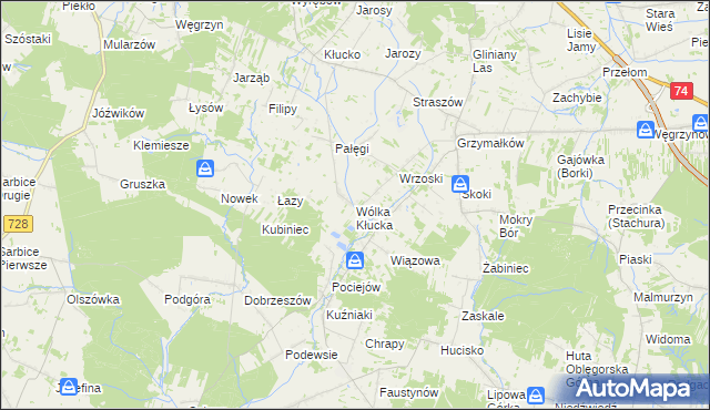 mapa Wólka Kłucka, Wólka Kłucka na mapie Targeo