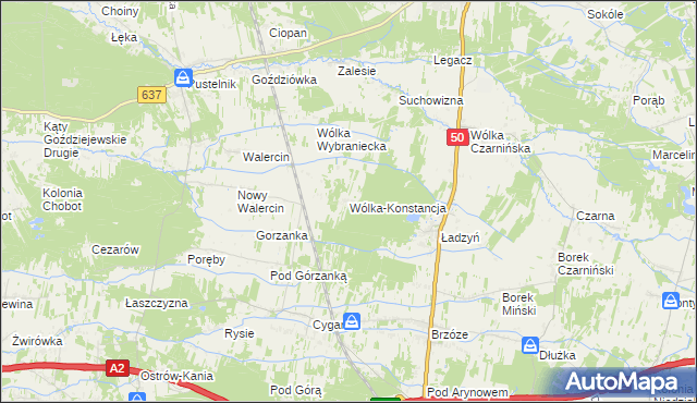 mapa Wólka-Konstancja, Wólka-Konstancja na mapie Targeo