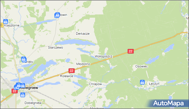 mapa Wołogoszcz, Wołogoszcz na mapie Targeo