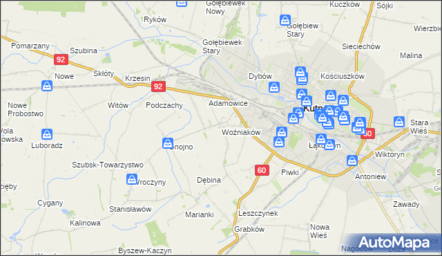 mapa Woźniaków, Woźniaków na mapie Targeo