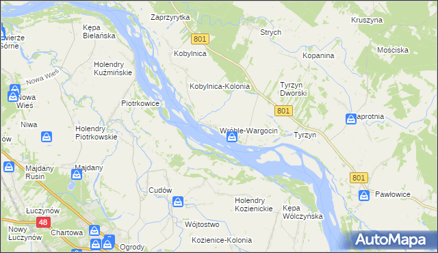 mapa Wróble-Wargocin, Wróble-Wargocin na mapie Targeo