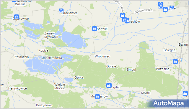 mapa Wróbliniec, Wróbliniec na mapie Targeo