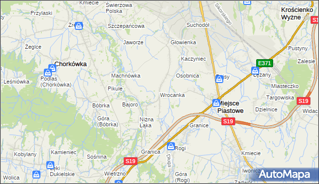 mapa Wrocanka gmina Miejsce Piastowe, Wrocanka gmina Miejsce Piastowe na mapie Targeo