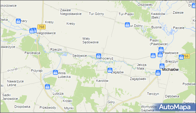 mapa Wrocieryż, Wrocieryż na mapie Targeo