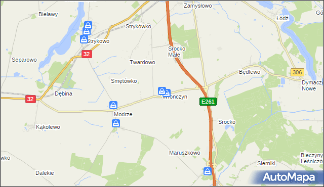 mapa Wronczyn gmina Stęszew, Wronczyn gmina Stęszew na mapie Targeo