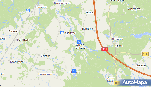 mapa Wronie Gniazdo, Wronie Gniazdo na mapie Targeo