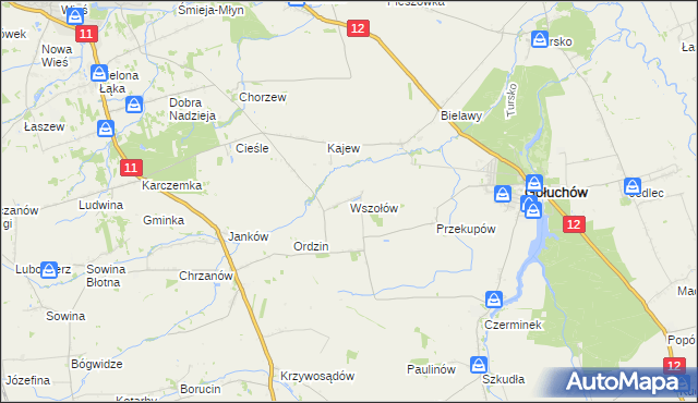 mapa Wszołów, Wszołów na mapie Targeo