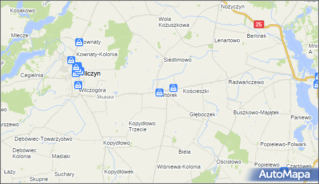 mapa Wtórek gmina Wilczyn, Wtórek gmina Wilczyn na mapie Targeo