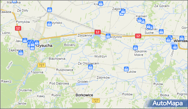mapa Wydrzyn gmina Wieniawa, Wydrzyn gmina Wieniawa na mapie Targeo