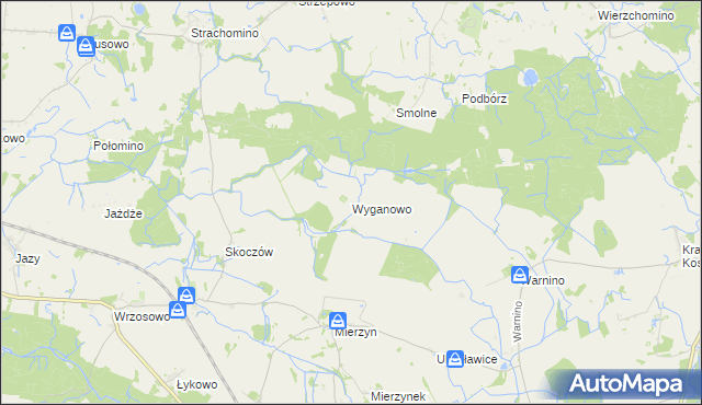 mapa Wyganowo gmina Karlino, Wyganowo gmina Karlino na mapie Targeo