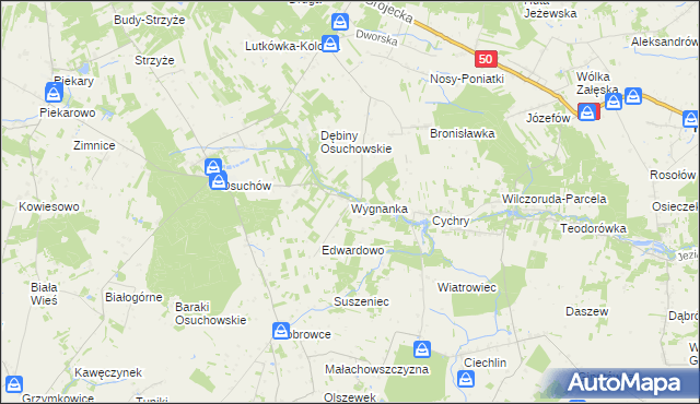 mapa Wygnanka gmina Mszczonów, Wygnanka gmina Mszczonów na mapie Targeo