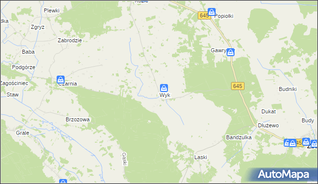 mapa Wyk gmina Zbójna, Wyk gmina Zbójna na mapie Targeo