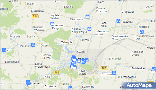 mapa Wymysłów gmina Wolbrom, Wymysłów gmina Wolbrom na mapie Targeo