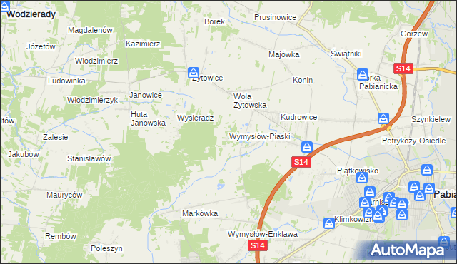 mapa Wymysłów-Piaski, Wymysłów-Piaski na mapie Targeo