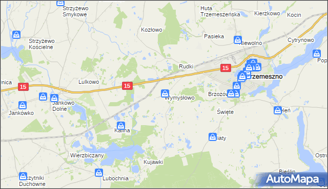 mapa Wymysłowo gmina Trzemeszno, Wymysłowo gmina Trzemeszno na mapie Targeo