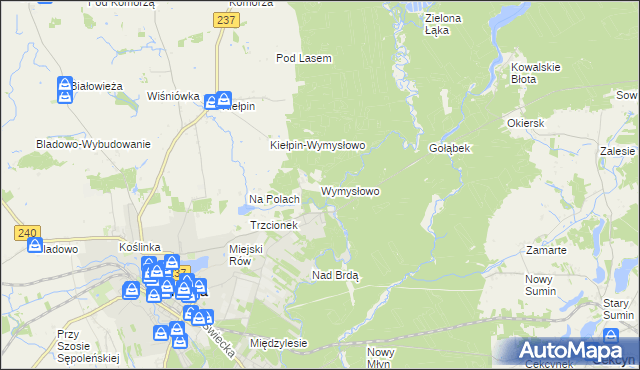 mapa Wymysłowo gmina Tuchola, Wymysłowo gmina Tuchola na mapie Targeo