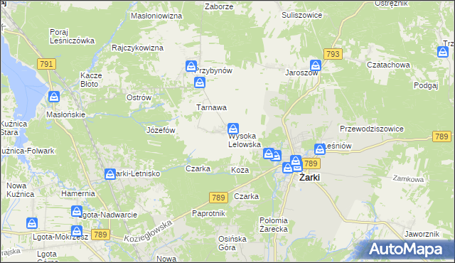 mapa Wysoka Lelowska, Wysoka Lelowska na mapie Targeo
