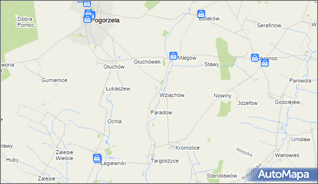 mapa Wziąchów, Wziąchów na mapie Targeo