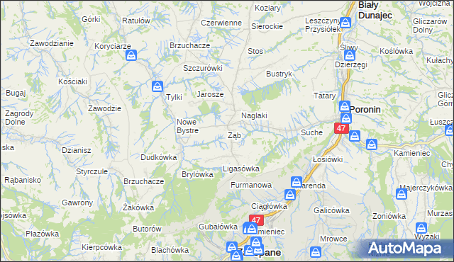 mapa Ząb, Ząb na mapie Targeo