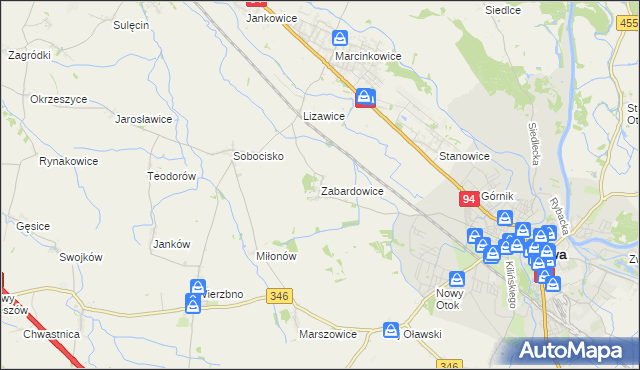 mapa Zabardowice, Zabardowice na mapie Targeo