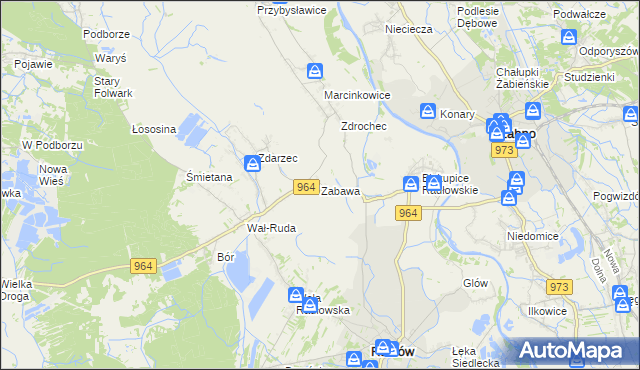 mapa Zabawa gmina Radłów, Zabawa gmina Radłów na mapie Targeo