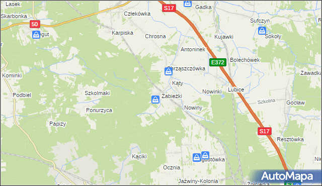 mapa Zabieżki, Zabieżki na mapie Targeo