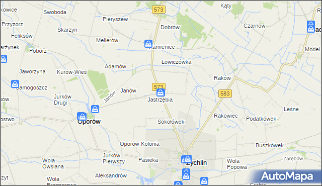 mapa Żabików gmina Żychlin, Żabików gmina Żychlin na mapie Targeo