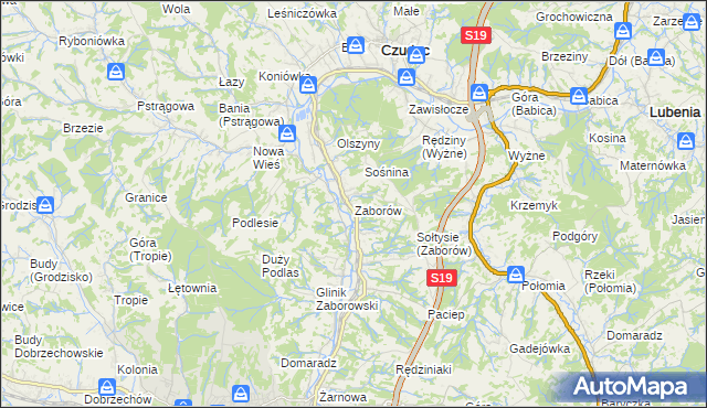 mapa Zaborów gmina Czudec, Zaborów gmina Czudec na mapie Targeo