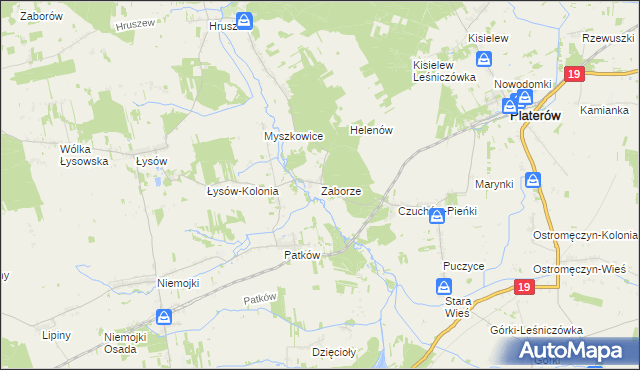 mapa Zaborze gmina Platerów, Zaborze gmina Platerów na mapie Targeo